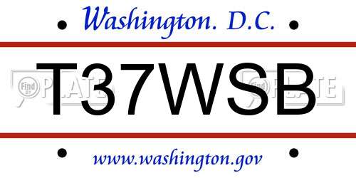 T37WSB District Of Columbia License Plate