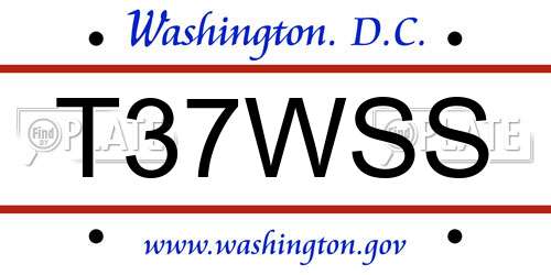 T37WSS District Of Columbia License Plate