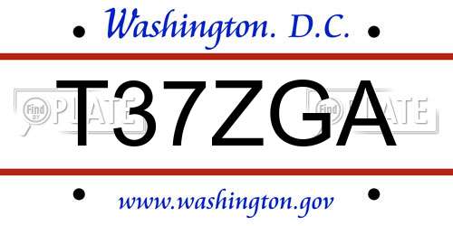 T37ZGA District Of Columbia License Plate