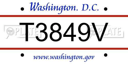 T3849V District Of Columbia License Plate