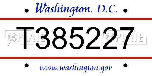 T385227 District Of Columbia License Plate