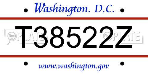 T38522Z District Of Columbia License Plate