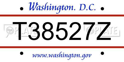 T38527Z District Of Columbia License Plate