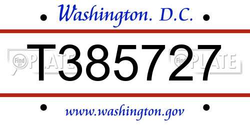 T385727 District Of Columbia License Plate