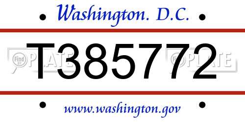 T385772 District Of Columbia License Plate