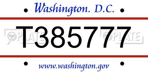 T385777 District Of Columbia License Plate