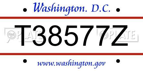 T38577Z District Of Columbia License Plate