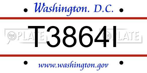 T3864I District Of Columbia License Plate