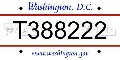 T388222 District Of Columbia License Plate