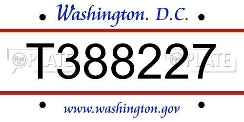 T388227 District Of Columbia License Plate
