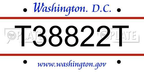 T38822T District Of Columbia License Plate