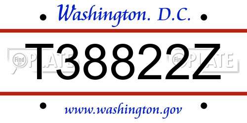 T38822Z District Of Columbia License Plate
