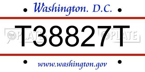 T38827T District Of Columbia License Plate
