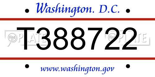 T388722 District Of Columbia License Plate