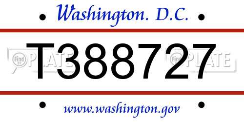 T388727 District Of Columbia License Plate