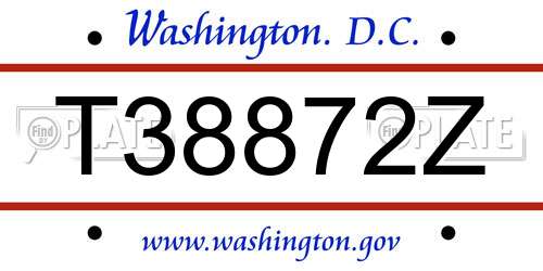 T38872Z District Of Columbia License Plate