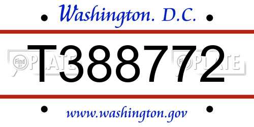 T388772 District Of Columbia License Plate