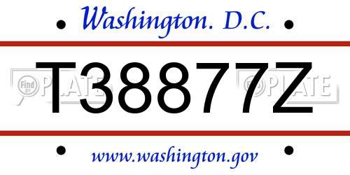 T38877Z District Of Columbia License Plate