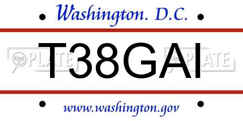 T38GAI District Of Columbia License Plate