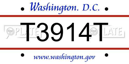 T3914T District Of Columbia License Plate