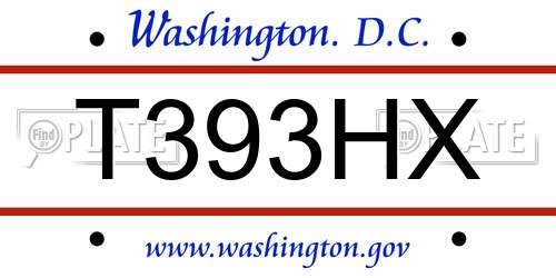 T393HX District Of Columbia License Plate