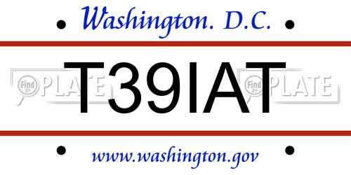 T39IAT District Of Columbia License Plate