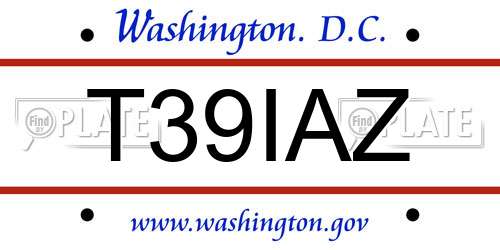 T39IAZ District Of Columbia License Plate