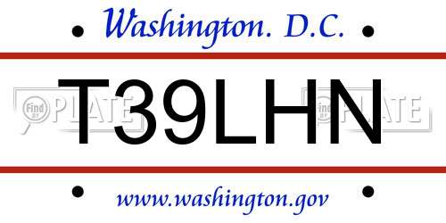 T39LHN District Of Columbia License Plate
