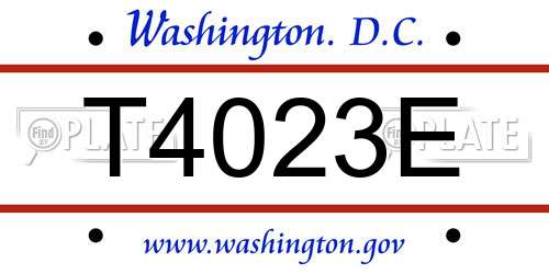 T4023E District Of Columbia License Plate
