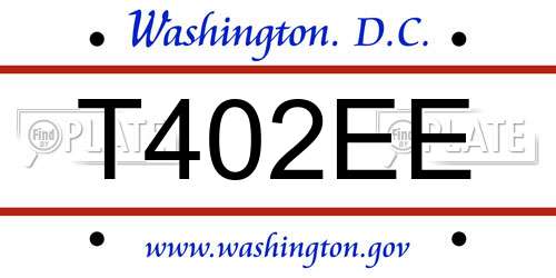T402EE District Of Columbia License Plate