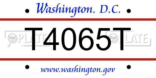 T4065T District Of Columbia License Plate