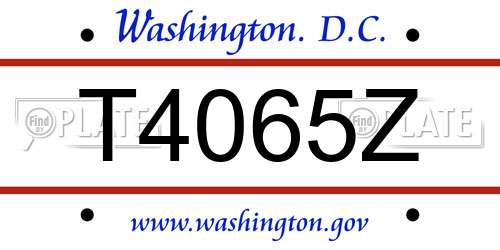 T4065Z District Of Columbia License Plate