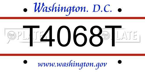 T4068T District Of Columbia License Plate
