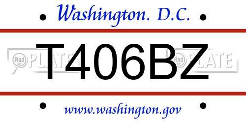 T406BZ District Of Columbia License Plate