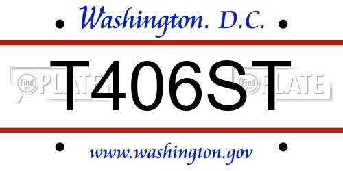 T406ST District Of Columbia License Plate