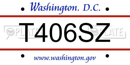 T406SZ District Of Columbia License Plate