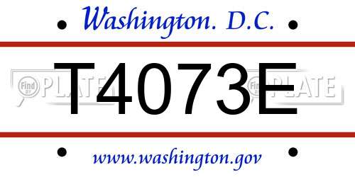 T4073E District Of Columbia License Plate