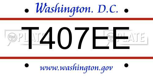 T407EE District Of Columbia License Plate