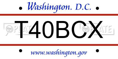 T40BCX District Of Columbia License Plate