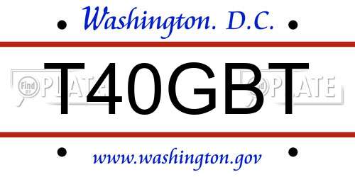 T40GBT District Of Columbia License Plate