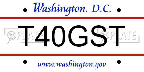 T40GST District Of Columbia License Plate