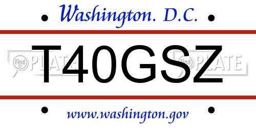 T40GSZ District Of Columbia License Plate