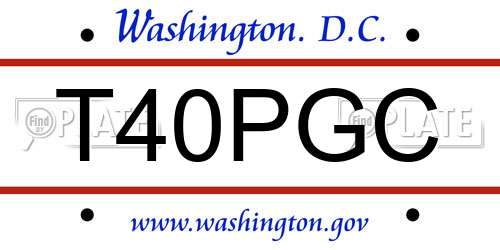 T40PGC District Of Columbia License Plate