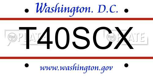 T40SCX District Of Columbia License Plate