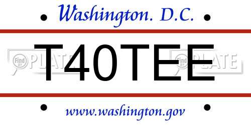 T40TEE District Of Columbia License Plate