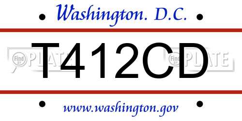 T412CD District Of Columbia License Plate