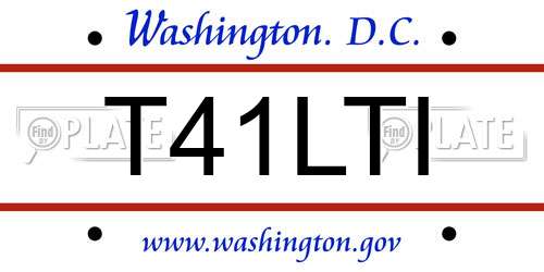 T41LTI District Of Columbia License Plate