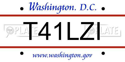 T41LZI District Of Columbia License Plate