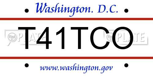 T41TCO District Of Columbia License Plate