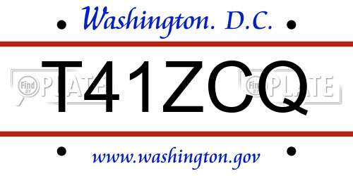 T41ZCQ District Of Columbia License Plate